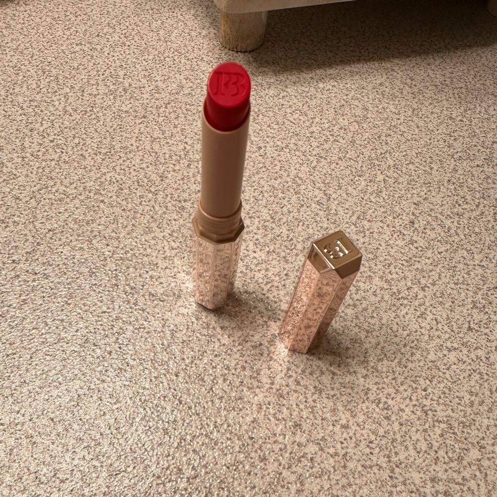Red Lipstick with Gold Glitter Case